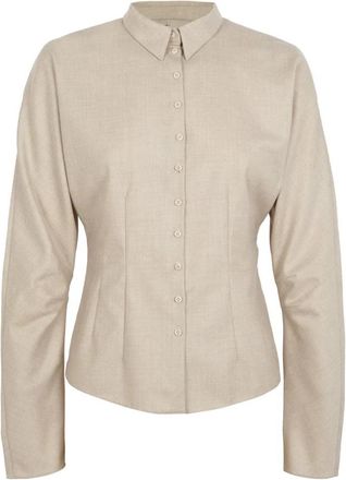 Cortana Getailleerd Shirt - Dames - Overhemden - Beige - S - Leer - Overhemden