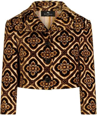 Etro Geometrisch Bedrukt Kort Jack met Gestreepte Voering - Dames - Zomerjassen - Veelkleurig - S - Katoen - Jassen