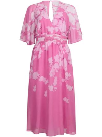 Liu Jo floral-print midi dress - women - Polyester/Viscose - 40 - Pink
