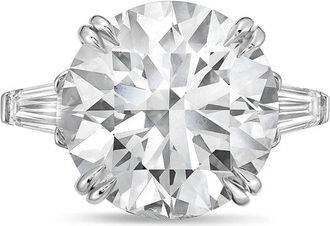 Diana M. Jewels Platinum 8ct lab grown round diamond ring with baguettes on the sides