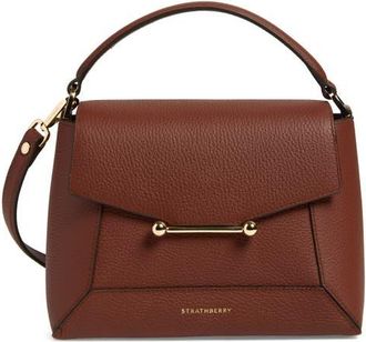 Strathberry Mosaic Leather Top Handle Bag in Walnut at Nordstrom