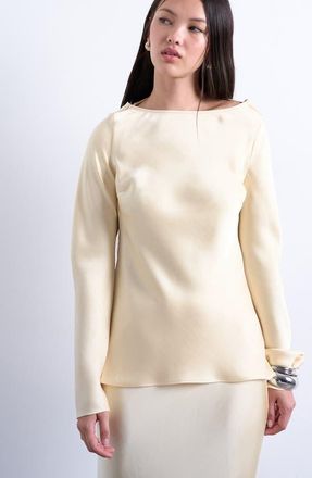 Topshop Satin Cowl Back Top in Buttermilk at Nordstrom, Size 10 Us