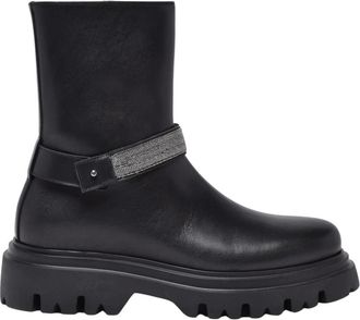 Fabiana Filippi Schoenen, Dames, Zwart, 40 EU, Leer, Biker Enkellaars