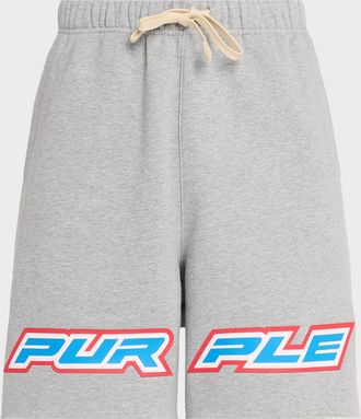 Purple Men & apos;s Turbo Type Logo Fleece Shorts