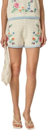 English Factory Embroidered Cotton Crochet Shorts in Off White at Nordstrom, Size X-Small
