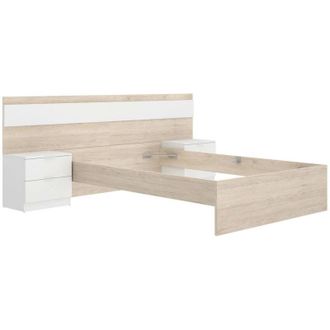 Dmora Dmora - Cama doble Costazza, Sommier para dormitorio, Estructura de cama por habitación, Estructura del sostenedor del colchón, 267x205 h96 cm, Roble