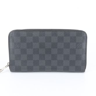 Louis Vuitton Black Leather Coated Canvas Long Wallet (Bi-Fold) (Pre-Owned)