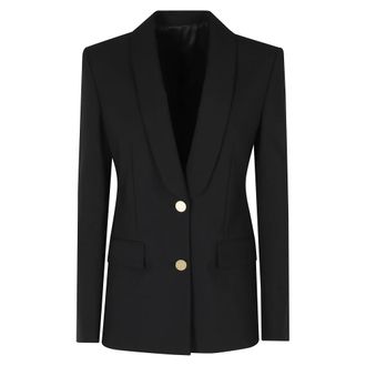 Alberta Ferretti Jassen, Dames, Zwart, L, Wol, Tropical Wool Double-breasted Blazer