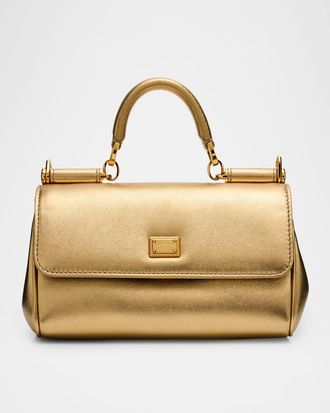 Dolce & Gabbana My Sicily Laminated Leather Top-Handle Bag