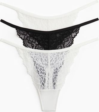 H&M 3er-Pack Tangas aus Spitze - White