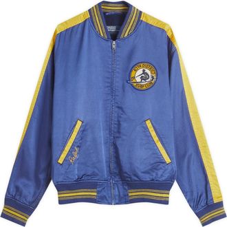 Polo Ralph Lauren Surf Theme Letterman Lined Bomber Jacket, Size Small