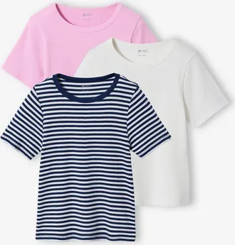 Jonen 3er-Pack T-Shirts aus Ripp M&auml;dchen JONEN wollwei&szlig;