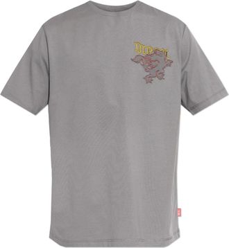 Diesel Tops, Heren, Grijs, XS, Katoen, T-Adjust-Notch T-shirt
