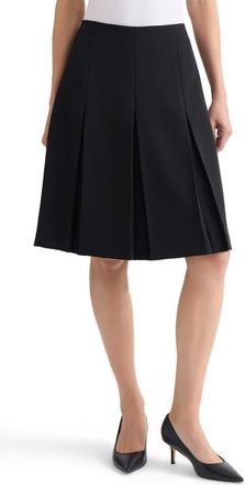 Kasper Pleated Stretch Crepe Skirt in Black at Nordstrom, Size 16