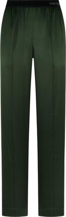 Tom Ford GREEN STRETCH SILK SATIN TROUSERS - Tom Ford - Woman