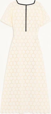 Valentino Abito Midi In Cotton Fleurs &agrave; jours Donna LATTE/NERO 36