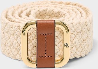 Lauren Ralph Lauren Womens Square-buckle braided cord belt