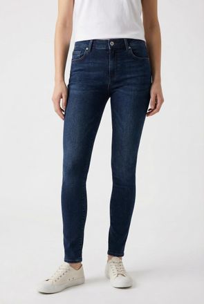 Pepe Jeans London Skinny-fit-Jeans PEPE JEANS SKINNY JEANS MW, Damen, Gr. 25, L&auml;nge 30, tiefblau, Denim/Jeans, Obermaterial: 84% Baumwolle, 15% Polyester, 1% Elasthan, 