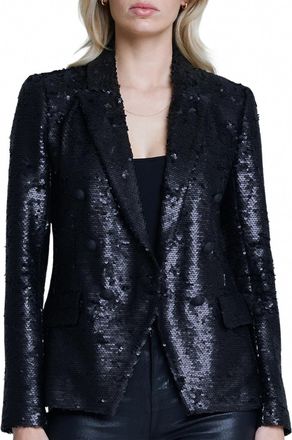 L'agence Womens Kenzie Sequin Blazer In Matte Black Sequin