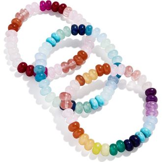 BaubleBar Set of 3 Semiprecious Beaded Bracelets in Multi at Nordstrom Rack