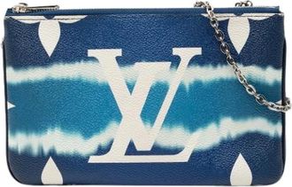 Louis Vuitton Pre-owned Clutches, female, Blue, Size: ONE SIZE Pre-owned Double Zip Pochette