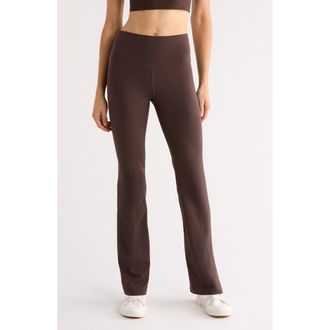 Zella Thrive Rib Bootcut Pants in Brown Mole at Nordstrom, Size X-Large