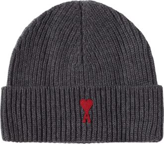 Ami FW25 Ami De Coeur Beanie Accessories Grey BFUHA106-018-084