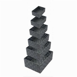 Trade Shop Trade Shop - Set 6 Pz Scatola In Tessuto Organizer Scaffali Porta Oggetti Grigio Scuro 79068