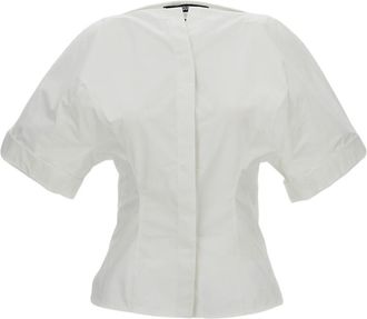 Jacquemus Cotton Poplin Shirt with Boat Neckline and Wide Sleeves