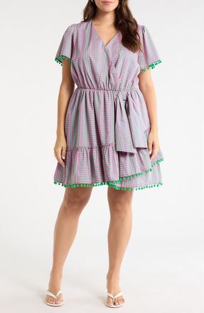 Sugarlips Valda Tiered Ruffle Minidress in Pink-Green-Multi at Nordstrom, Size 3X