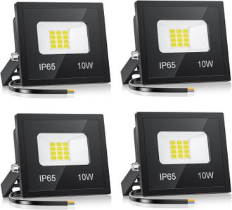 OEM Paquete De 4 Focos Led Exteriores De 10 W, 1000 L&uacute;menes, Luz Blanca Fr&iacute;a De 6500 K, Focos Led Exteriores Superbrillantes, Iluminaci&oacute;n Exterior Imperme