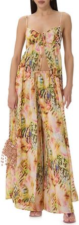 AFRM Anton Tie Front Longline Camisole in Pink Shell Swirl at Nordstrom, Size X-Small