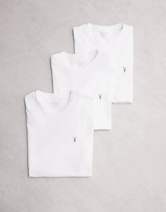 AllSaints Brace - Confezione da 3 T-shirt a maniche corte bianche con logo piccolo-Bianco