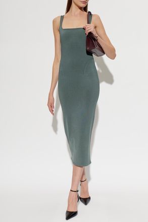 Alaia Fitted Midi Dress With Straps, Womens, Green