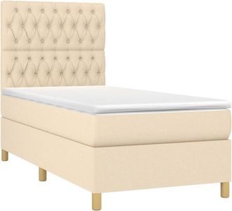 vidaXL Vidaxl - Cama Box Spring Colch&oacute;n Y Luces Led Tela Color Crema 90x190 Cm