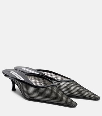 Victoria Beckham Leather-trimmed mesh mules