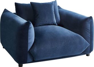 Beliani Beliani - Sillón sala de estar asiento y respaldo tapizados en terciopelo patas de madera azul oscuro Luvos