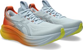 Asics Laufschuh ASICS GEL-NIMBUS 28, Gr. 42,5, sky, sun peach, Synthetik, Schuhe Laufschuh, sportlicher Stil, leicht profiliertes Laufsohlenprofil