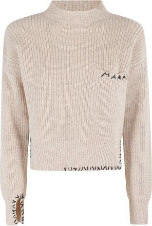 Marni Asymmetrical Turtleneck Sweater With Ribbed Texture
