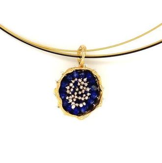 Esin Akan Dance of Stamens Necklace Midi, Gold Plated Pendant with Lapis Lazuli at Nordstrom, Size 18