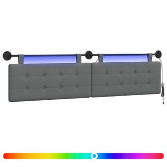 vidaXL Cabecero Colgante Con Luz Led Gris Oscuro Tela Vidaxl