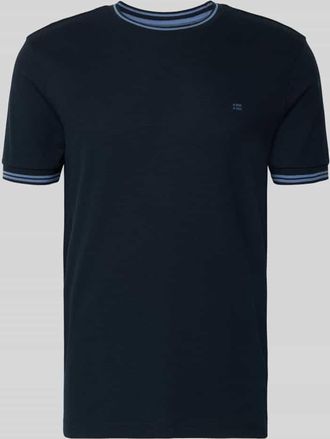 Christian Berg T-Shirt mit Strukturmuster und Rundhalsausschnitt in Marine, Gr&ouml;&szlig;e 3XL