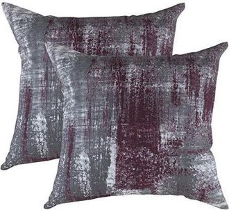 OEM (paquete De 2) Fundas De Almohada De Algod&oacute;n Con Dise&ntilde;o Art&iacute;stico De Pincel (20 X 20 Pulgadas, Color Burdeos)