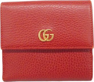 Gucci Red Color Leather Wallet (Bi-Fold) (Pre-Owned)