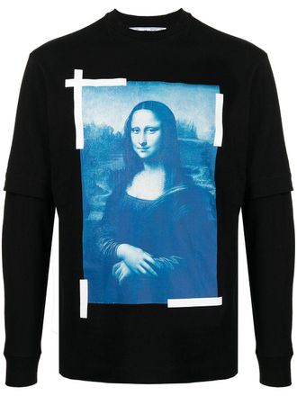 Off-white Monalisa print long-sleeve T-shirt - men - Cotton - S - Black
