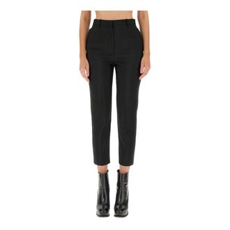 Alexander McQueen Alexander McQueen, Cropped Trousers, female, Black, Size: S High Waist Cigarette Trousers
