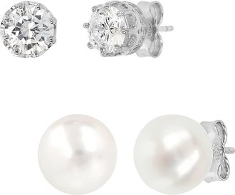Autentica Cultured Pearl Set Of 2 Stud Boxed Earrings