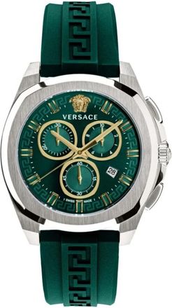 Versace Chrono Geo Chronograaf Horloge Groen Goud - Heren - Horloges - Grijs - ONE Size - Accessoires