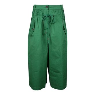 Semicouture Katoen Elastaan Broek - Dames - Korte Broeken - Groen - S - Katoen - Korte Broeken