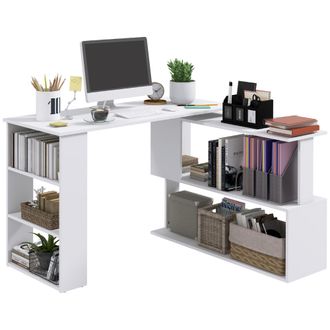 OEM Scrivania Ad Angolo Con 5 Ripiani, 120 X 100 X 74.5cm, Bianca